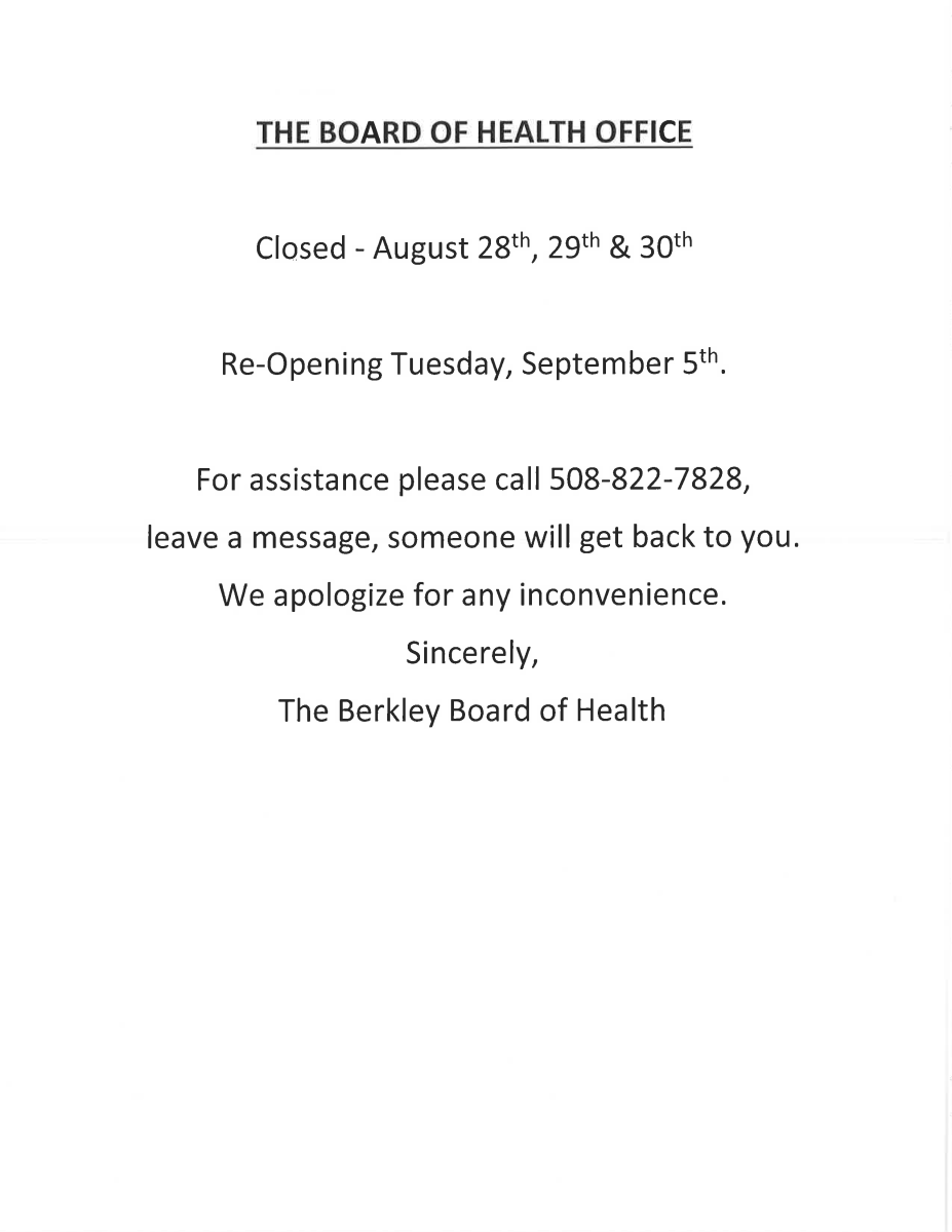 Board of Health Out of Office Memo